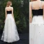 Moderne / Mode Blanche Robe De Soirée 2019 Princesse Bretelles Spaghetti Sans Manches Dos Nu Appliques Longue Robe De Ceremonie