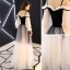 Modern / Fashion Gradient-Color Black Evening Dresses  2019 A-Line / Princess Spaghetti Straps Pleated 3/4 Sleeve Backless Floor-Length / Long Formal Dresses