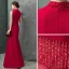 Charming Burgundy Evening Dresses  2019 Trumpet / Mermaid High Neck Beading Crystal Tassel Sleeveless Floor-Length / Long Formal Dresses
