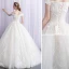 Élégant Ivoire Robe De Mariée 2019 Robe Boule De l'épaule Perlage En Dentelle Appliques Manches Courtes Dos Nu Longue