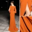 Modern / Fashion Orange Evening Dresses  2019 Trumpet / Mermaid Scoop Neck Long Sleeve Rhinestone Sweep Train Formal Dresses