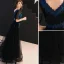 Chic / Belle Bleu Marine Robe De Soirée 2019 Princesse V-Cou En Dentelle Fleur Perlage Cristal Manches Courtes Dos Nu Longue Robe De Ceremonie
