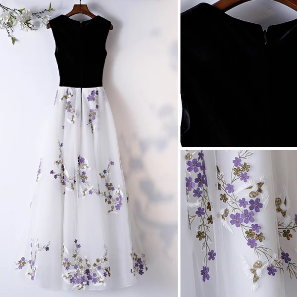 Chic / Beautiful White Prom Dresses 2019 A-Line / Princess Scoop Neck Sleeveless Appliques Lace Floor-Length / Long Formal Dresses