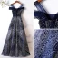 Charming Glitter Navy Blue Evening Dresses  2019 A-Line / Princess Scoop Neck Short Sleeve Backless Floor-Length / Long Formal Dresses