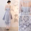 Chic / Belle Gris Robe De Cocktail 2019 Princesse Encolure Dégagée En Dentelle Appliques 1/2 Manches Dos Nu Asymétrique Robe De Ceremonie