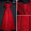 Chic / Beautiful Red Formal Dresses Evening Dresses  2017 Lace Flower Bow Sequins Square Neckline Short Sleeve Ankle Length A-Line / Princess