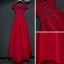 Chic / Belle Rouge Robe De Ceremonie Robe De Soirée 2017 En Dentelle Fleur Paillettes Perle Encolure Dégagée Manches Courtes Princesse