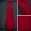 Chic / Beautiful Red Formal Dresses Evening Dresses  2017 Lace Flower Sleeveless Square Neckline A-Line / Princess