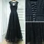 Black Elegant Formal Dresses Lace Flower Strappy Sequins Ankle Length V-Neck Sleeveless Ball Gown A-Line / Princess 2017 Evening Dresses