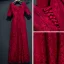 Chic / Belle Rouge Robe De Ceremonie 2017 Princesse En Dentelle Fleur Perlage Encolure Dégagée 1/2 Manches Longueur Cheville Robe De Soirée