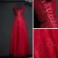 Chic / Beautiful Red Formal Dresses 2017 Lace Flower Sequins Pearl V-Neck Sleeveless Floor-Length / Long Empire Evening Dresses