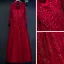Chic / Belle Rouge Robe De Ceremonie 2017 Princesse Dentelle Fleur Perlage Cristal Encolure Dégagée Manches Longues Longue Robe De Soirée
