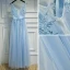 Elegant Sky Blue Bridesmaid Dresses 2017 A-Line / Princess Lace Flower Beading Backless V-Neck Sleeveless Ankle Length Wedding Party Dresses