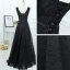 Classic Black Formal Dresses 2017 A-Line / Princess Lace Flower Bow V-Neck Sleeveless Floor-Length / Long Evening Dresses