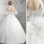 Elegante Weiß Brautkleider / Hochzeitskleider 2019 Ballkleid Rundhalsausschnitt Perlenstickerei Kristall Pailletten Blumen Spitze 1/2 Ärmel Rückenfreies Lange