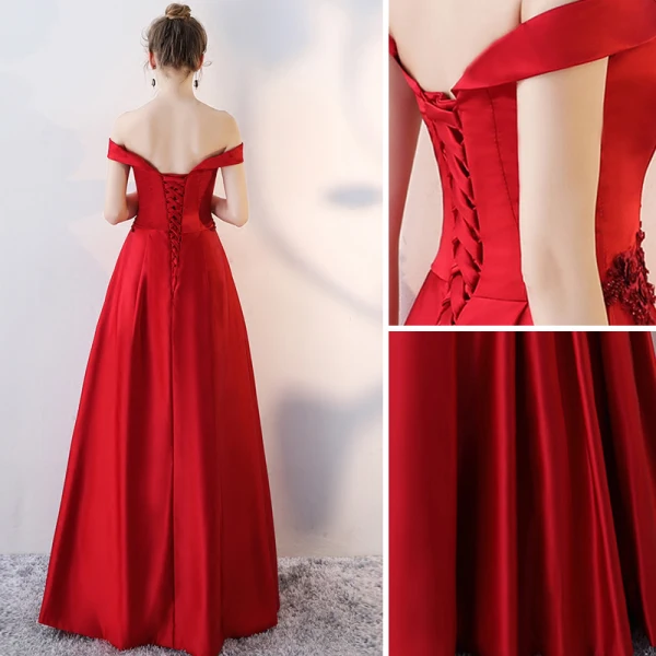 Charmant Bordeaux Robe De Soirée 2019 Princesse De l'épaule Perlage Appliques Cristal Paillettes Manches Courtes Dos Nu Longue Robe De Ceremonie