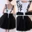Sexy Noir Robe De Graduation 2017 Robe Boule En Dentelle Fleur Dos Nu Paillettes Faux Diamant Encolure Carrée Sans Manches Courte Robe De Ceremonie