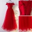 Chic / Beautiful Red Chinese style Evening Dresses  2017 A-Line / Princess Off-The-Shoulder Crossed Straps Short Sleeve Beading Sequins Floor-Length / Long Evening Party