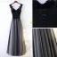 Chic / Beautiful Black Evening Dresses  2017 A-Line / Princess V-Neck Crossed Straps Tea-length Appliques Sleeveless Lace Tulle Evening Party