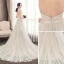Élégant Champagne Plissée Robe De Mariée 2019 Princesse Bretelles Spaghetti En Dentelle Fleur Sans Manches Dos Nu Tribunal Train