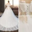 Modern / Fashion Ivory Wedding Dresses 2019 Ball Gown Off-The-Shoulder Lace Flower Short Sleeve Backless Cathedral Train