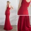Chic / Beautiful Red Evening Dresses  2017 Trumpet / Mermaid Beading Scoop Neck Zipper Up Backless Sleeveless Floor-Length / Long Evening Party