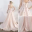 Elegant Pearl Pink Evening Dresses  2017 A-Line / Princess Artificial Flowers Pearl Bow Scoop Neck Crossed Straps Backless Sleeveless Court Train Evening Party