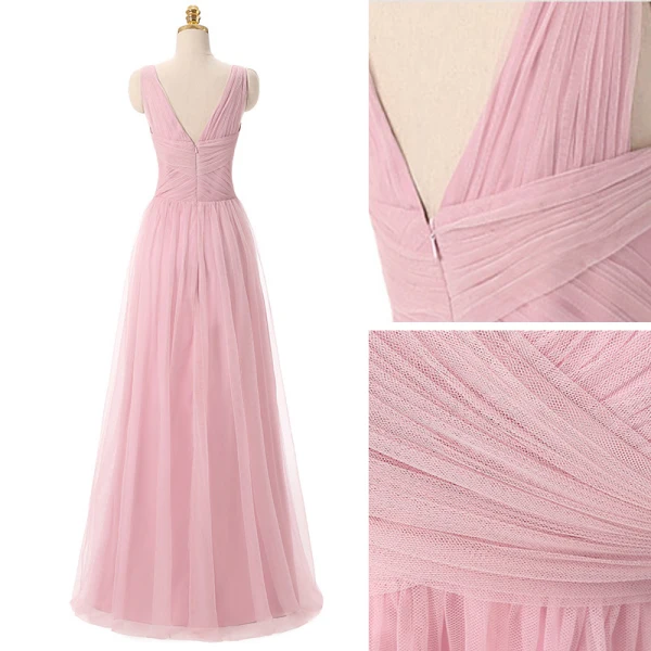 Chic / Beautiful Bridesmaid Dresses 2017 A-Line / Princess Ruffle V-Neck Sleeveless Floor-Length / Long Bridesmaid