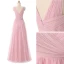Chic / Beautiful Bridesmaid Dresses 2017 A-Line / Princess Ruffle V-Neck Sleeveless Floor-Length / Long Bridesmaid