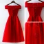 Chic / Belle Rouge de retour Robe De Graduation 2017 Princesse En Dentelle Fleur Fleurs Artificielles De l'épaule Bretelles croisées Dos Nu Sans Manches Courte