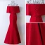 Schöne Rot Abendkleider Mermaid 2017 Off Shoulder Kurze Ärmel Knöchellänge Abend