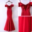 Sexy Red Evening Dresses  2017 Trumpet / Mermaid Lace Flower Crystal Sequins Zipper Up Off-The-Shoulder Spaghetti Straps Short Sleeve Ankle Length Evening Party