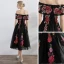 Chic / Beautiful Black Homecoming Graduation Dresses 2017 A-Line / Princess Appliques Off-The-Shoulder Sleeveless Zipper Up Short