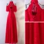 Chic / Belle Rouge Robe De Soirée 2017 Princesse En Dentelle Noeud Col Haut Bustier Dos Nu Manches Courtes Longueur Cheville Soirée
