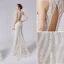 Sexy Champagne Lace Flower Wedding Dresses 2021 Trumpet / Mermaid Scoop Neck Sleeveless Backless Sweep Train Wedding