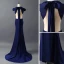 Amazing / Unique Evening Dresses  2017 Trumpet / Mermaid Backless Bow Strapless Lace Up V-Neck Short Sleeve Court Train Evening Party