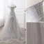 Elegant Grey Prom Dresses 2019 A-Line / Princess Off-The-Shoulder Short Sleeve Backless Bow Court Train Formal Dresses