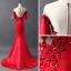 Luxury / Gorgeous Evening Dresses  2017 Trumpet / Mermaid Crystal Lace Flower Sequins Scoop Neck Short Sleeve Sweep Train Evening Party