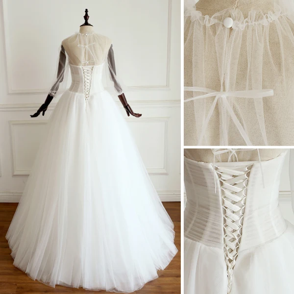 Chic / Belle Ivoire Robe De Mariée 2019 Princesse Encolure Dégagée 3/4 Manches Dos Nu Longue