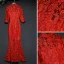 Style Chinois Rouge Robe De Soirée 2019 Trompette / Sirène Col Haut Transparentes Dentelle Fleur 1/2 Manches Longue Robe De Ceremonie