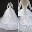 Chic / Belle Robe De Mariée 2017 Robe Boule En Dentelle Fleur Paillettes V-Cou Dos Nu 3/4 Manches Royal Train