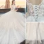 Modest / Simple White Wedding Dresses 2019 A-Line / Princess Scoop Neck See-through Lace Flower 3/4 Sleeve Backless Cathedral Train