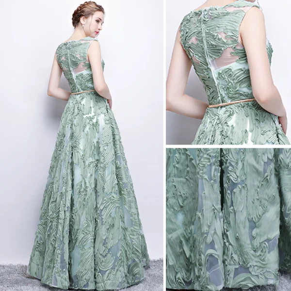 Chic / Belle Robe De Soirée 2017 Princesse Métal Ceinture Encolure Dégagée Longue Robe De Ceremonie