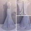 Chic / Belle Robe De Soirée 2017 Trompette / Sirène En Dentelle Fleur Perlage Paillettes Encolure Dégagée Sans Manches Train De Balayage Robe De Ceremonie