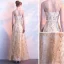 Chic / Beautiful Champagne Evening Dresses  2017 A-Line / Princess Lace Flower Sash Sequins Scoop Neck Sleeveless Ankle Length Formal Dresses
