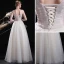 Chic / Belle Ivoire Robe De Soirée 2017 Princesse En Dentelle Fleur Perle Paillettes V-Cou Dos Nu Sans Manches Longueur Cheville Robe De Ceremonie