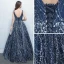 Elegante Sternenklarer Himmel Abendkleider 2017 Ballkleid Pailletten Rückenfreies V-Ausschnitt Ärmellos Lange Festliche Kleider