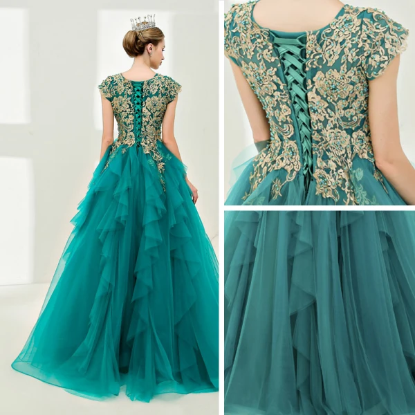 Luxury / Gorgeous Prom Dresses 2017 Ball Gown Lace Flower Pearl Sequins Scoop Neck Floor-Length / Long Sleeveless Formal Dresses