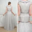 Chic / Beautiful Evening Dresses  2017 A-Line / Princess Lace Sequins Scoop Neck Cap Sleeves Floor-Length / Long Formal Dresses