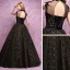 Luxury / Gorgeous Black Gold Prom Dresses 2017 Ball Gown Lace Beading Crystal Rhinestone High Neck Backless Sleeveless Floor-Length / Long Formal Dresses